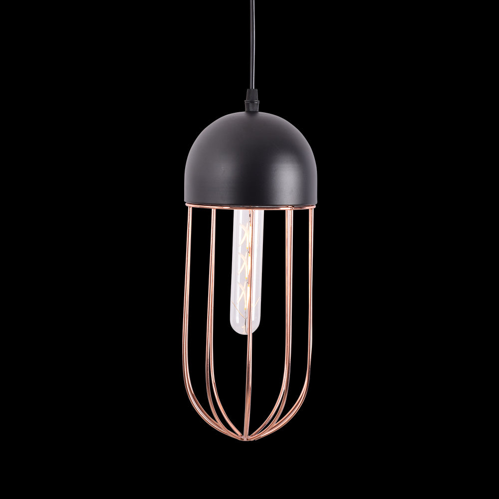 Copper Cage Black Pendant Light with E27 Holder