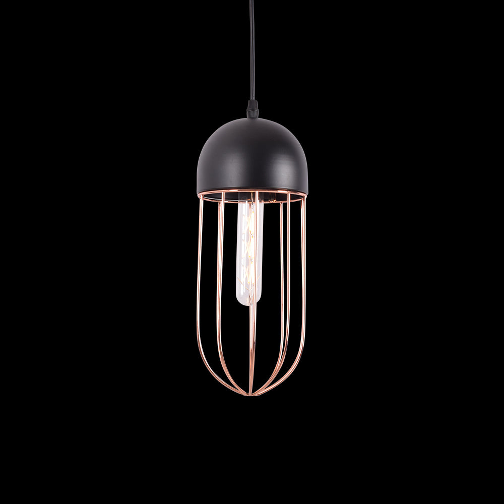 Copper Cage Black Pendant Light with E27 Holder