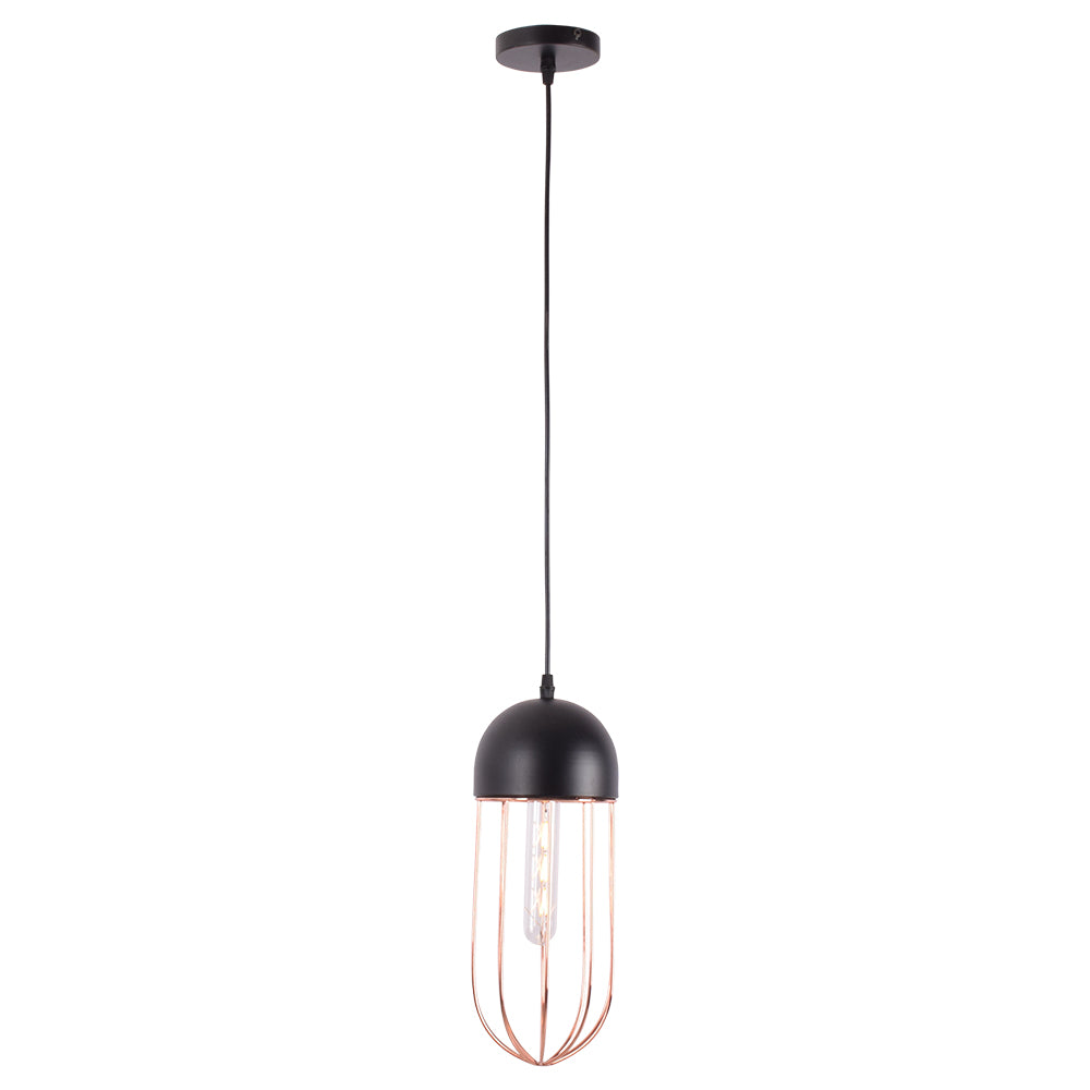 Copper Cage Black Pendant Light with E27 Holder