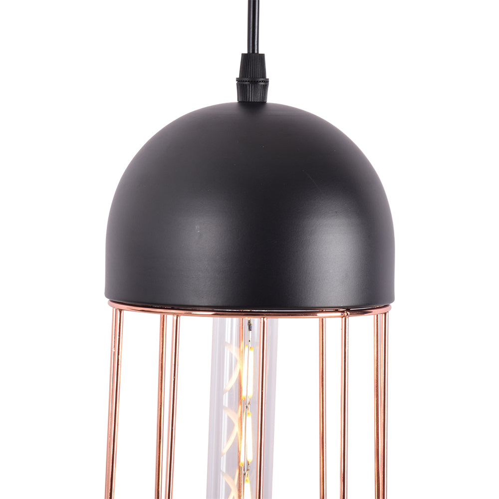 Copper Cage Black Pendant Light with E27 Holder