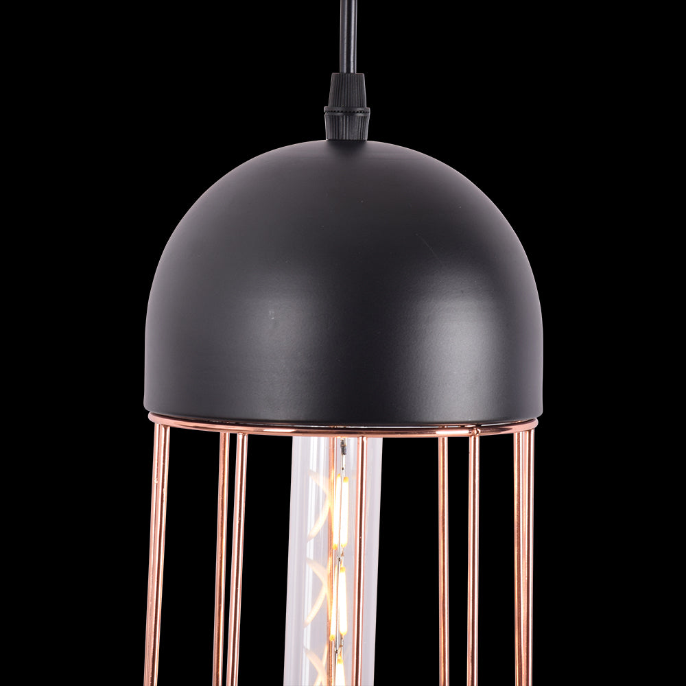 Copper Cage Black Pendant Light with E27 Holder