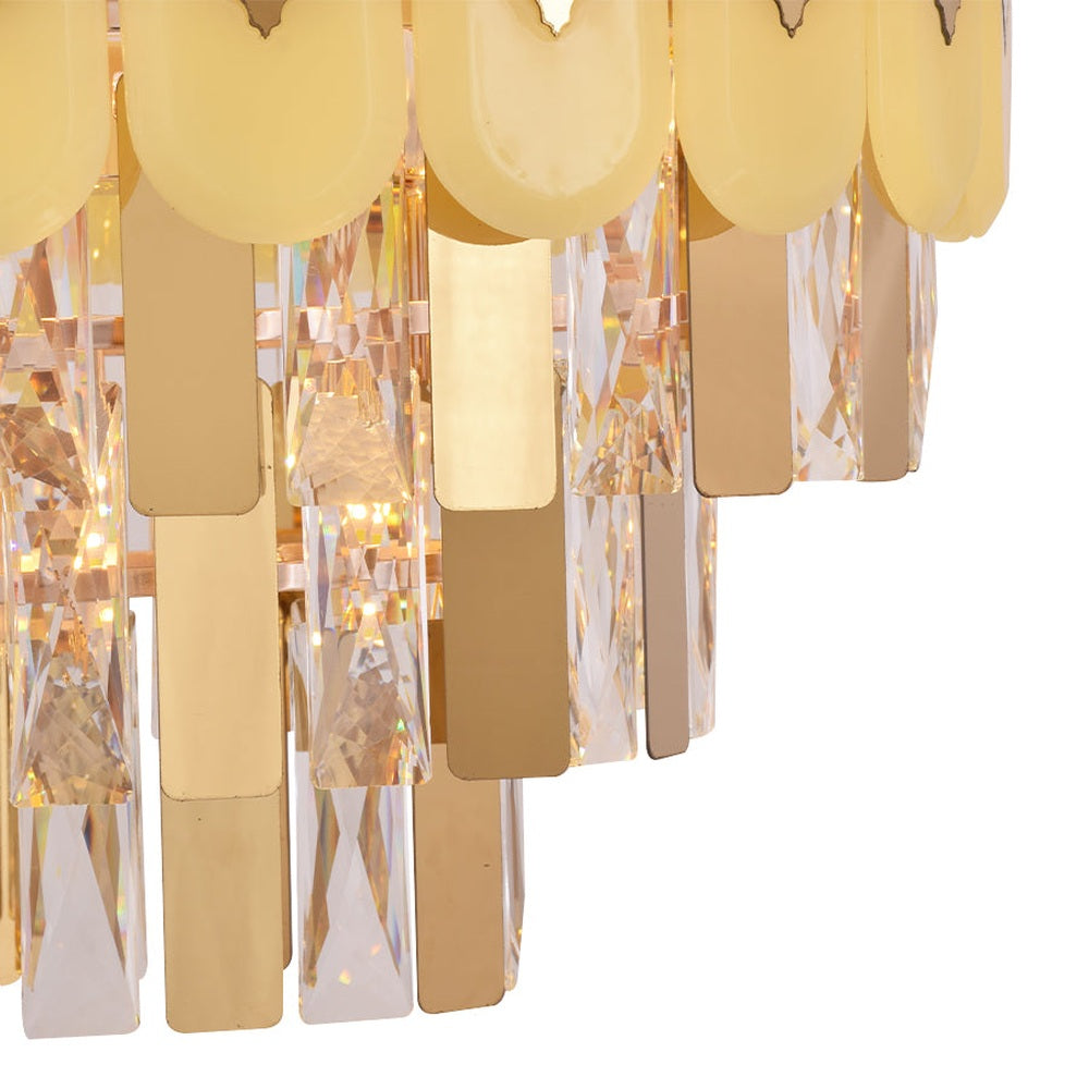 Gold Plate Crystal Rectangle Chandelier