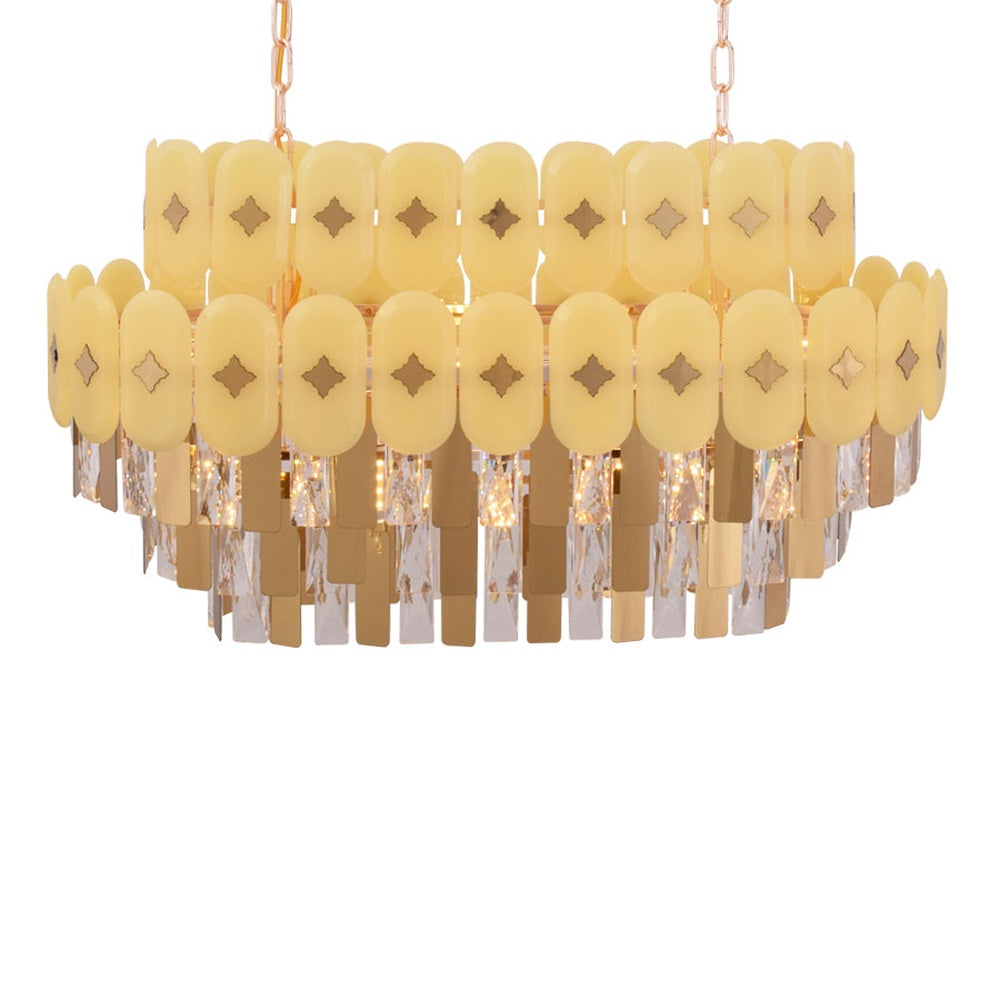 Gold Plate Crystal Rectangle Chandelier