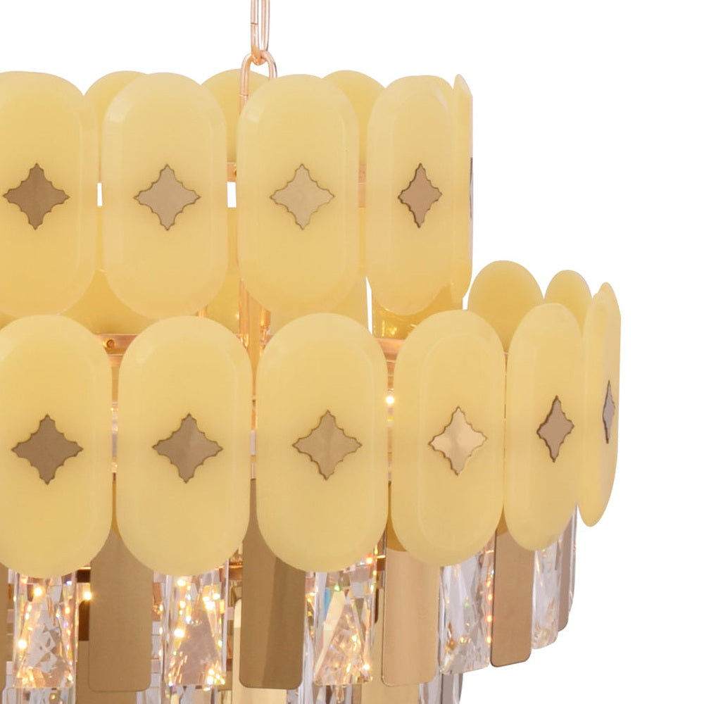 Gold Plate Crystal Rectangle Chandelier
