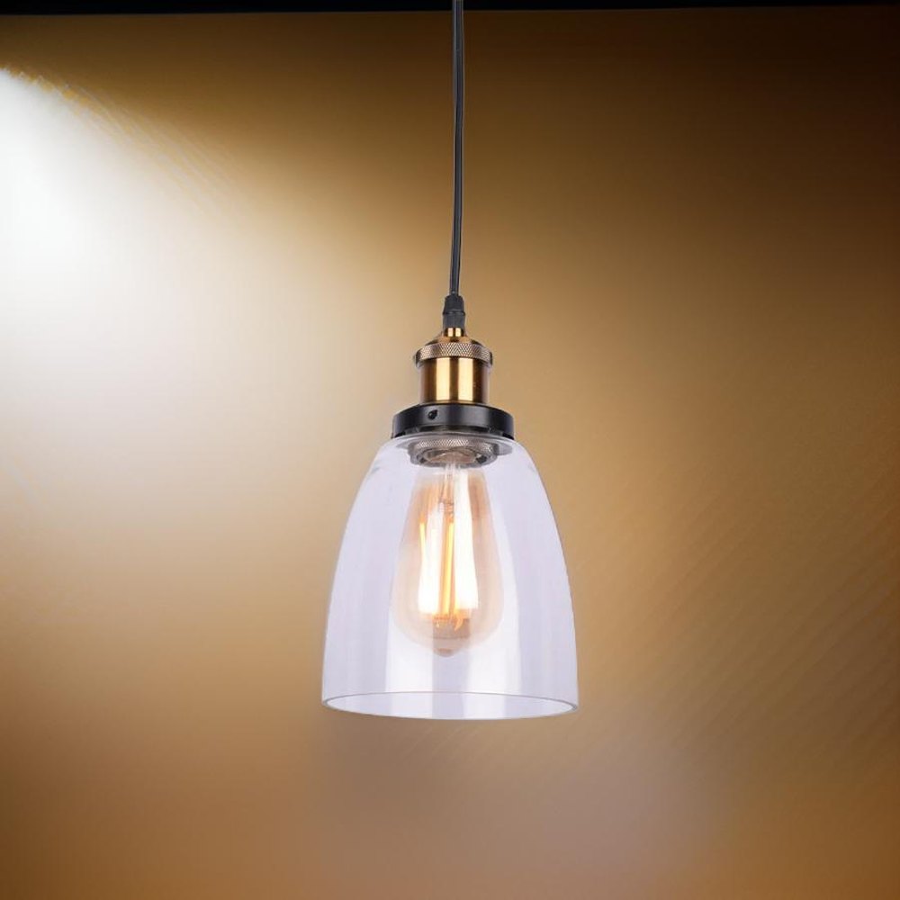 Bronze Metal Pendant Light with Glass Shade