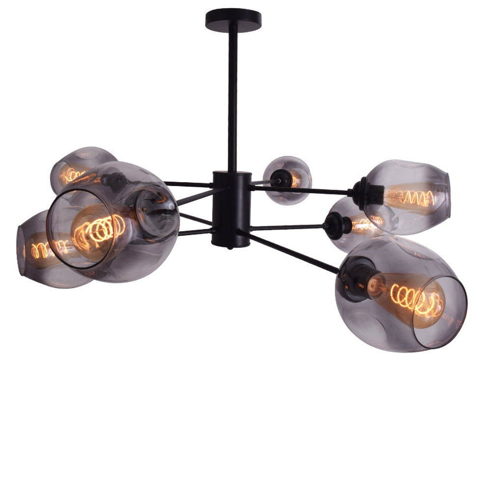 Modern Black Glass Chandelier with 8 Lights