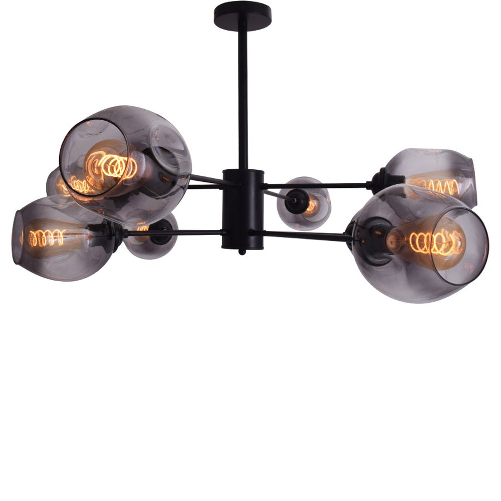 Modern Black Glass Chandelier with 8 Lights