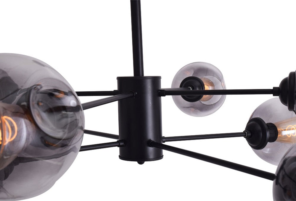 Modern Black Glass Chandelier with 8 Lights