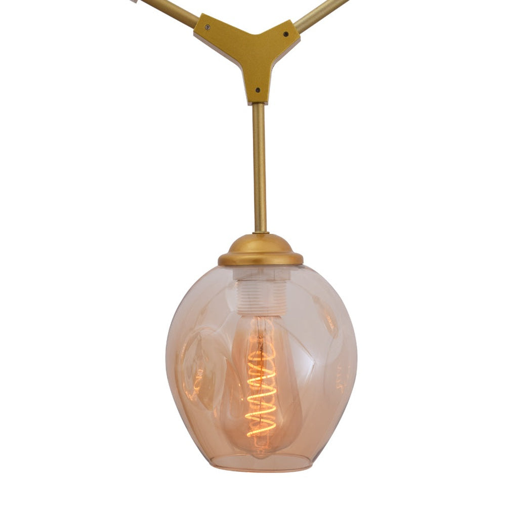 Modern Chandelier 5 Light Gold with Tinted Glass Shades