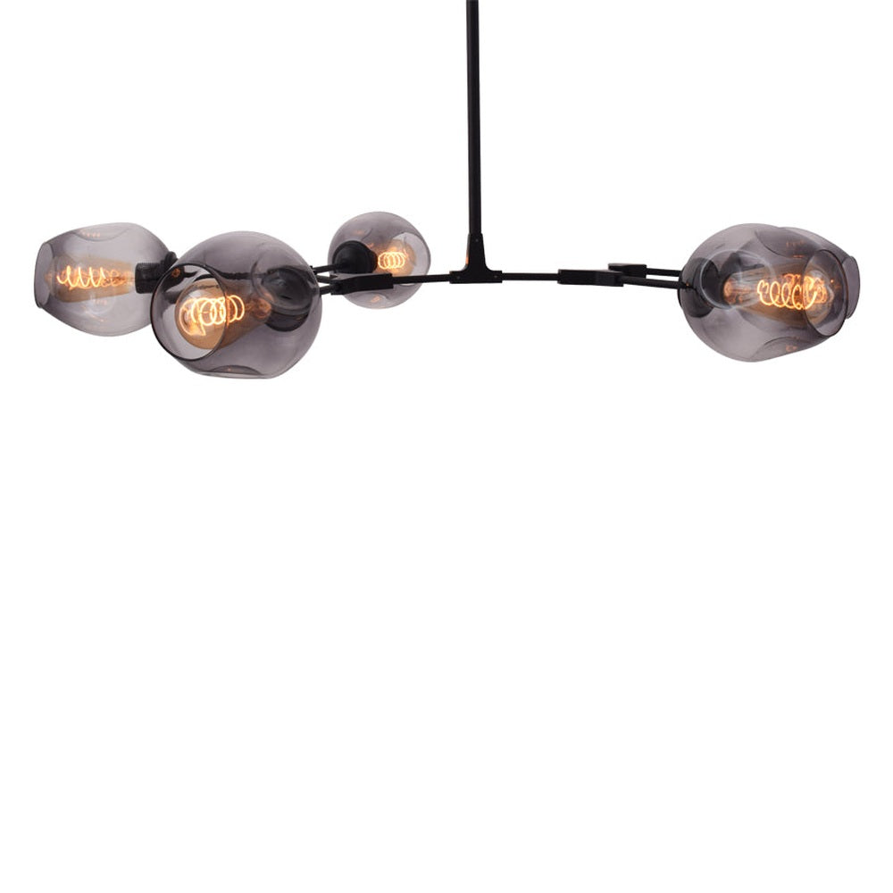Modern Chandelier 5 Light Black with Tinted Glass Shades