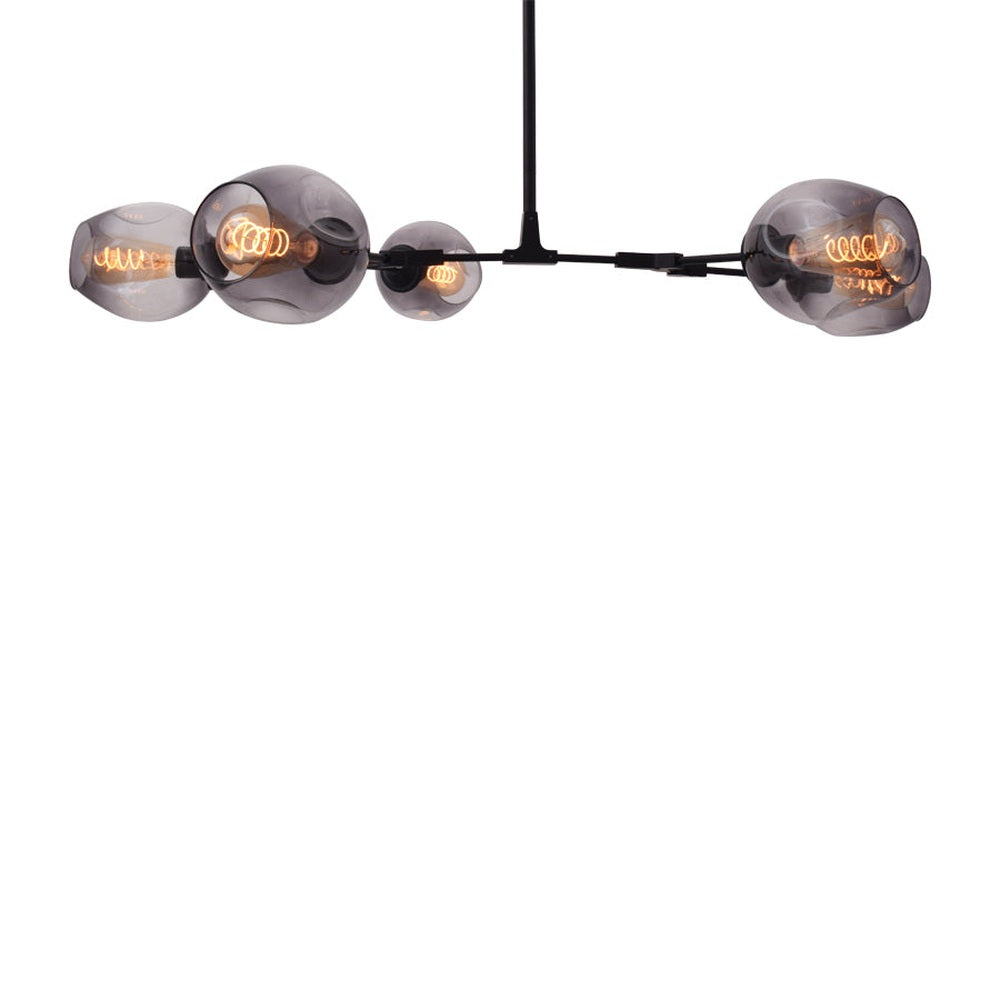 Modern Chandelier 5 Light Black with Tinted Glass Shades