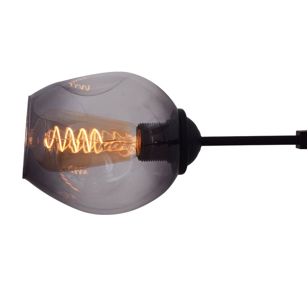 Modern Chandelier 5 Light Black with Tinted Glass Shades