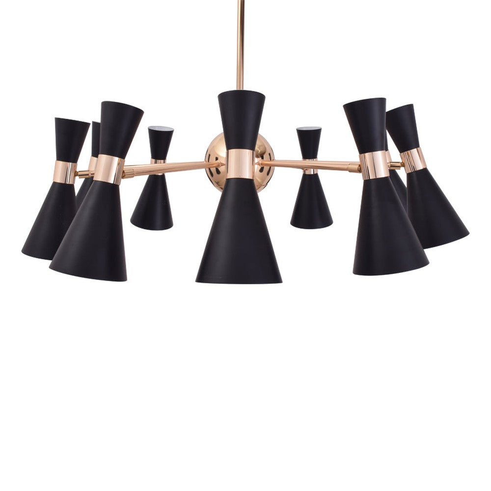 Urban Chandelier Black With Gold - 10 Lights