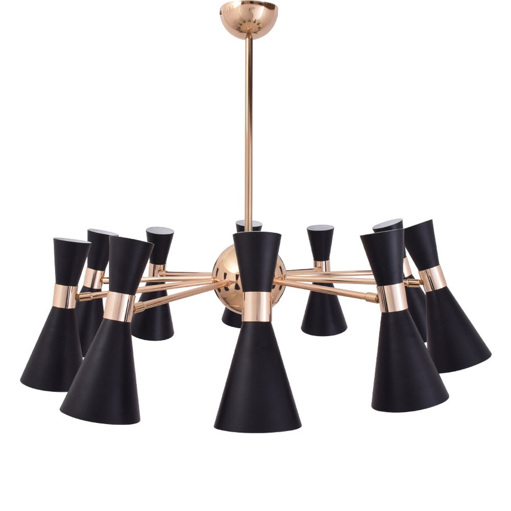 Urban Chandelier Black With Gold - 10 Lights
