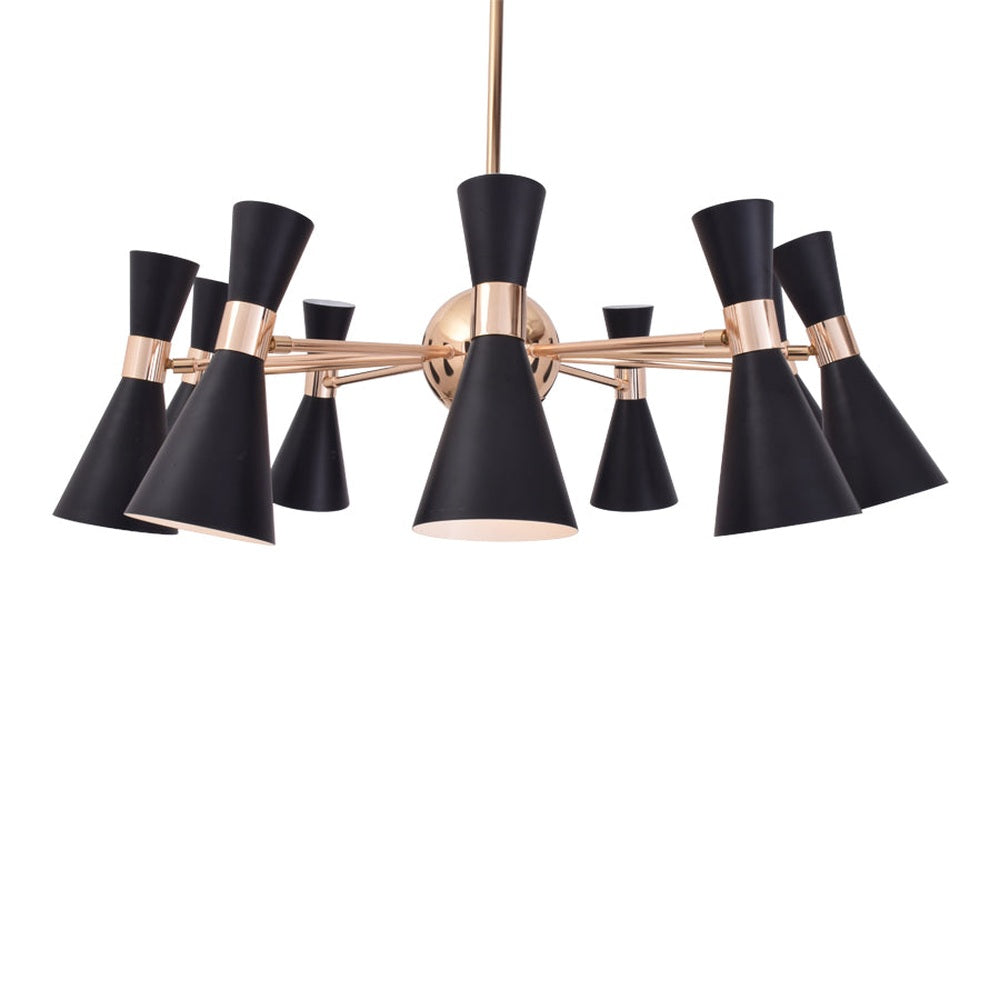 Urban Chandelier Black With Gold - 10 Lights