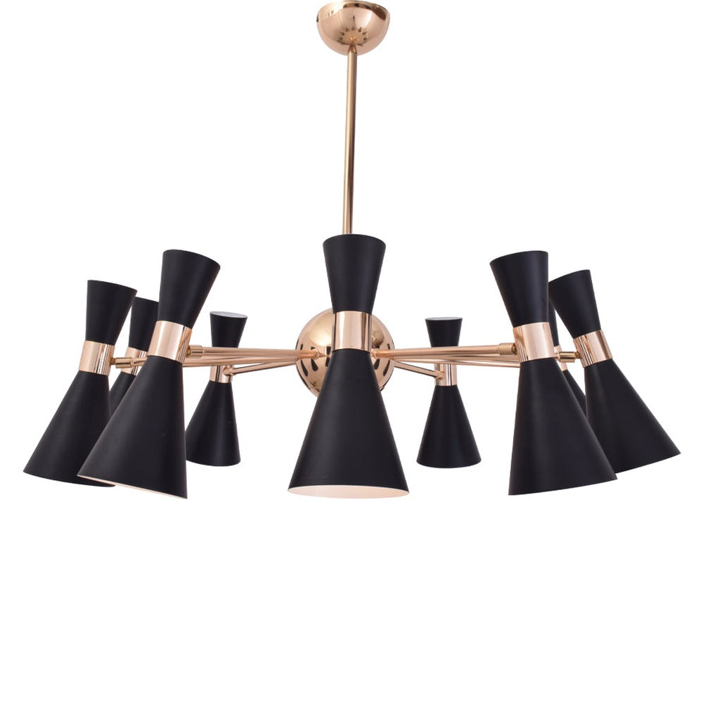 Urban Chandelier Black With Gold - 10 Lights