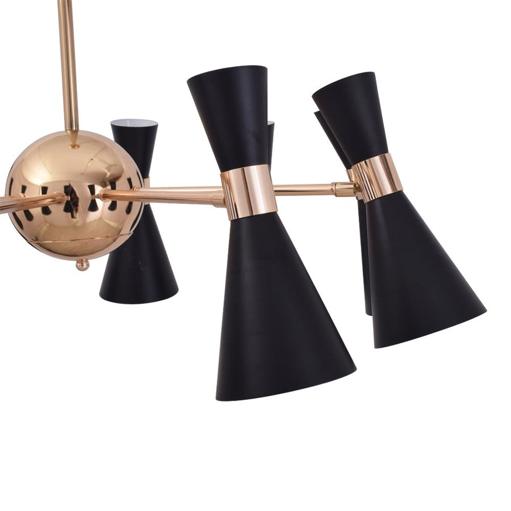 Urban Chandelier Black With Gold - 10 Lights