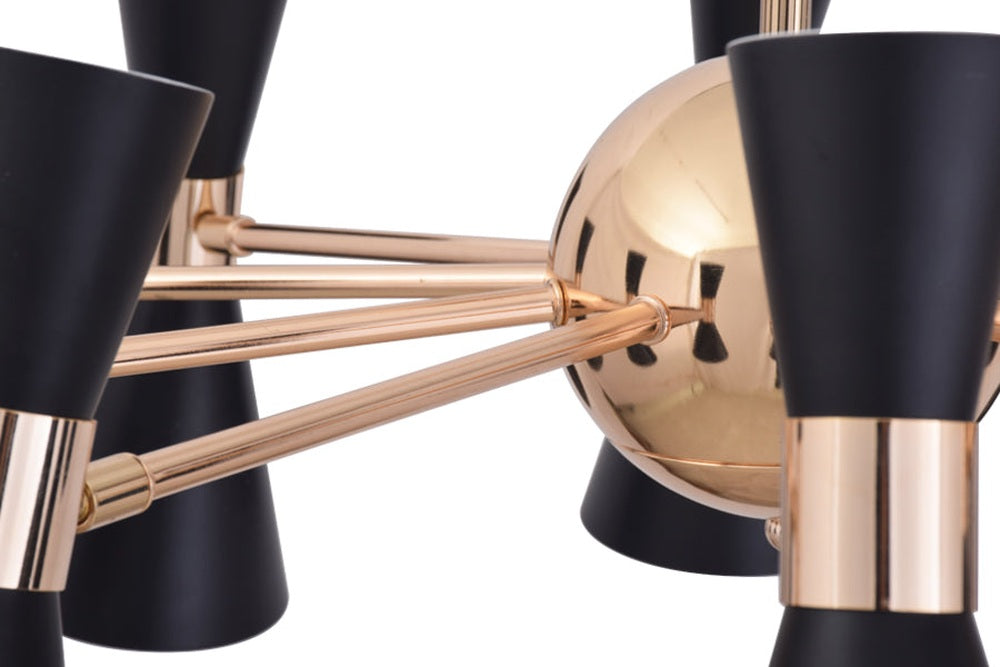 Urban Chandelier Black With Gold - 10 Lights