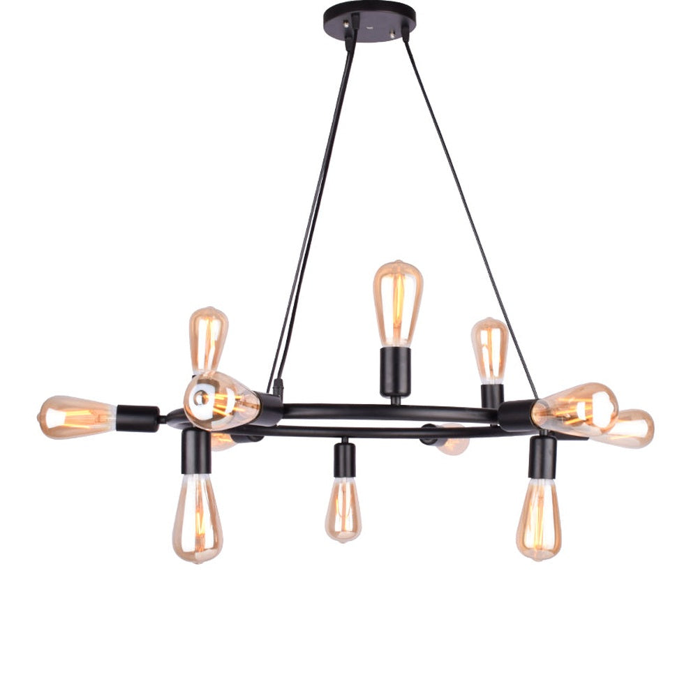 12 Light Vintage Style Chandelier E27 Holder, Black