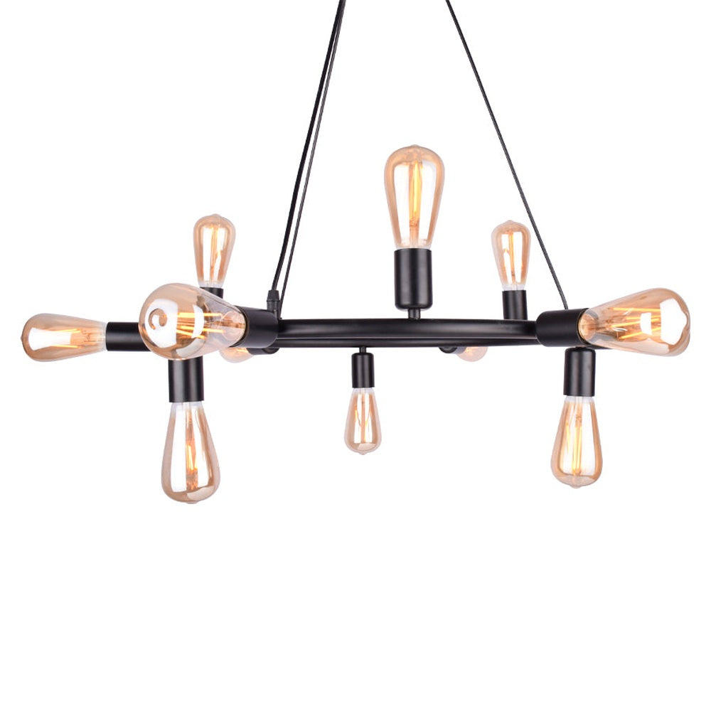 12 Light Vintage Style Chandelier E27 Holder, Black