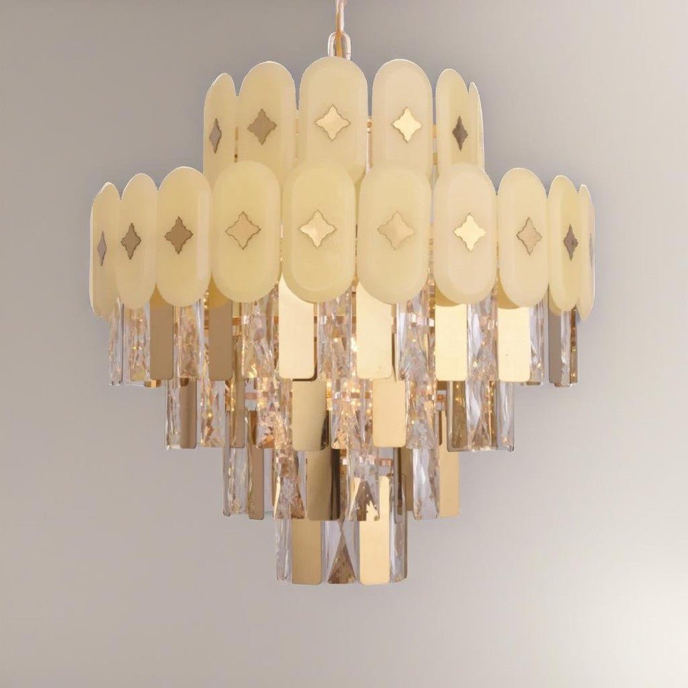 Gold Plate Crystal Chandelier