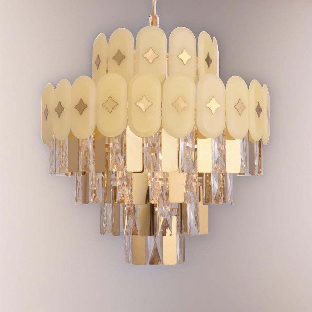 Gold Plate Crystal Chandelier