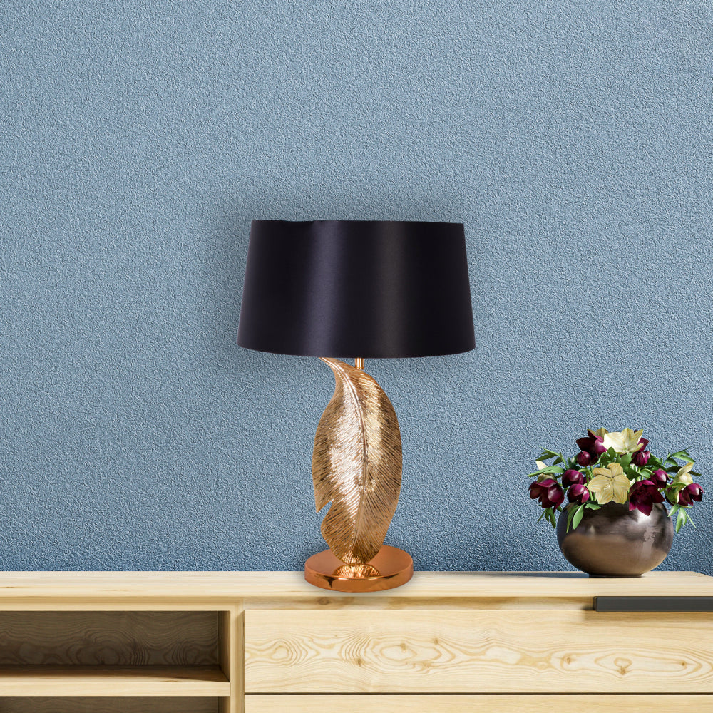 Gold Leaf Table Lamp With Black Shade