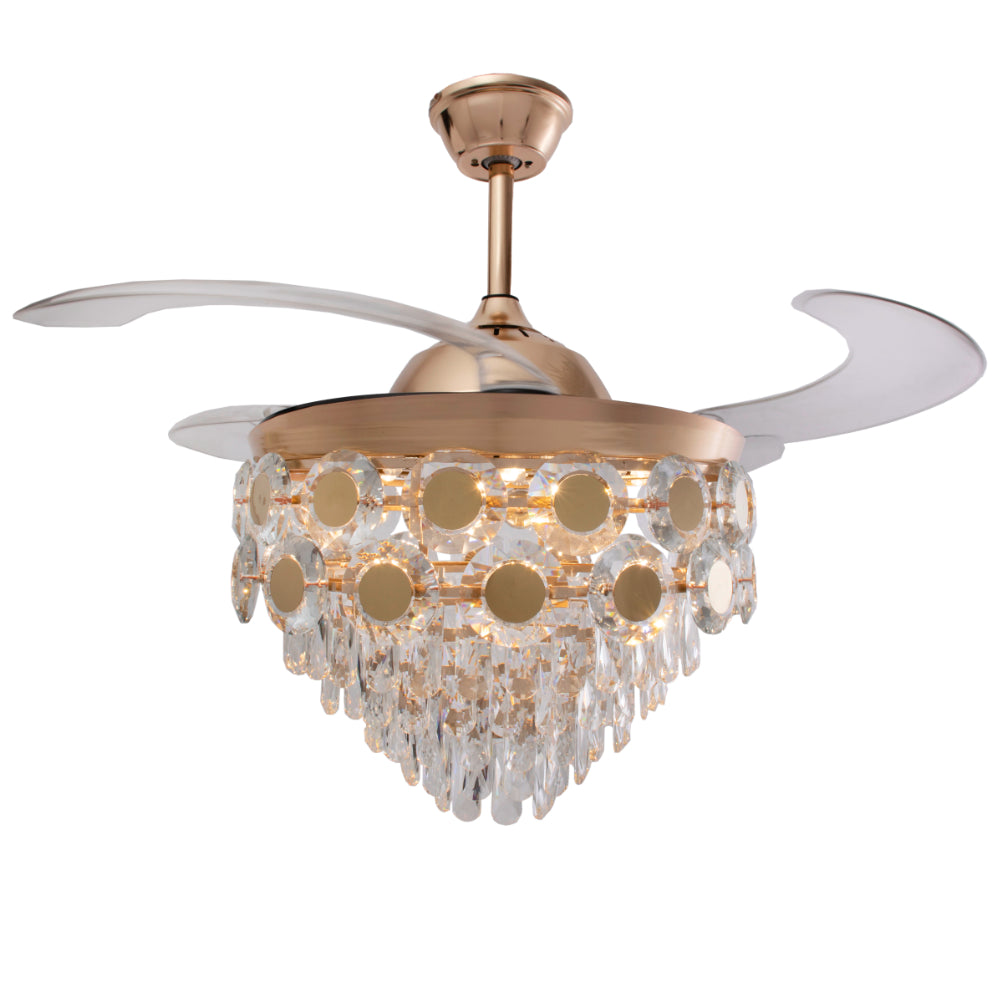 Golden Orbit Crystal Ceiling Fan