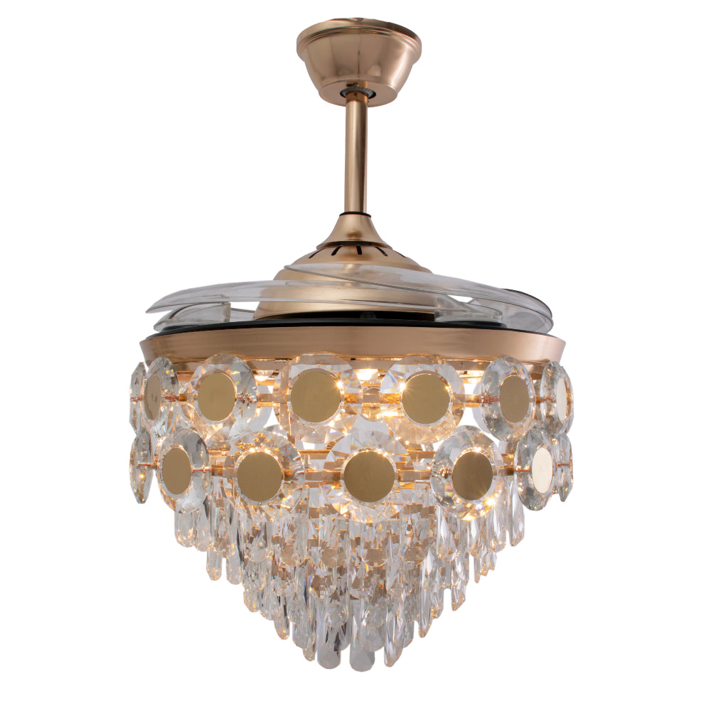 Golden Orbit Crystal Ceiling Fan