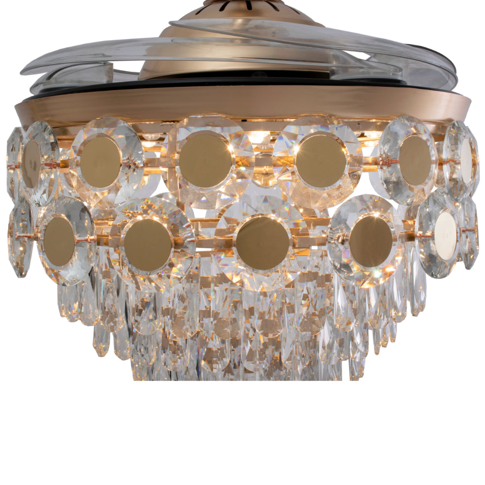 Golden Orbit Crystal Ceiling Fan