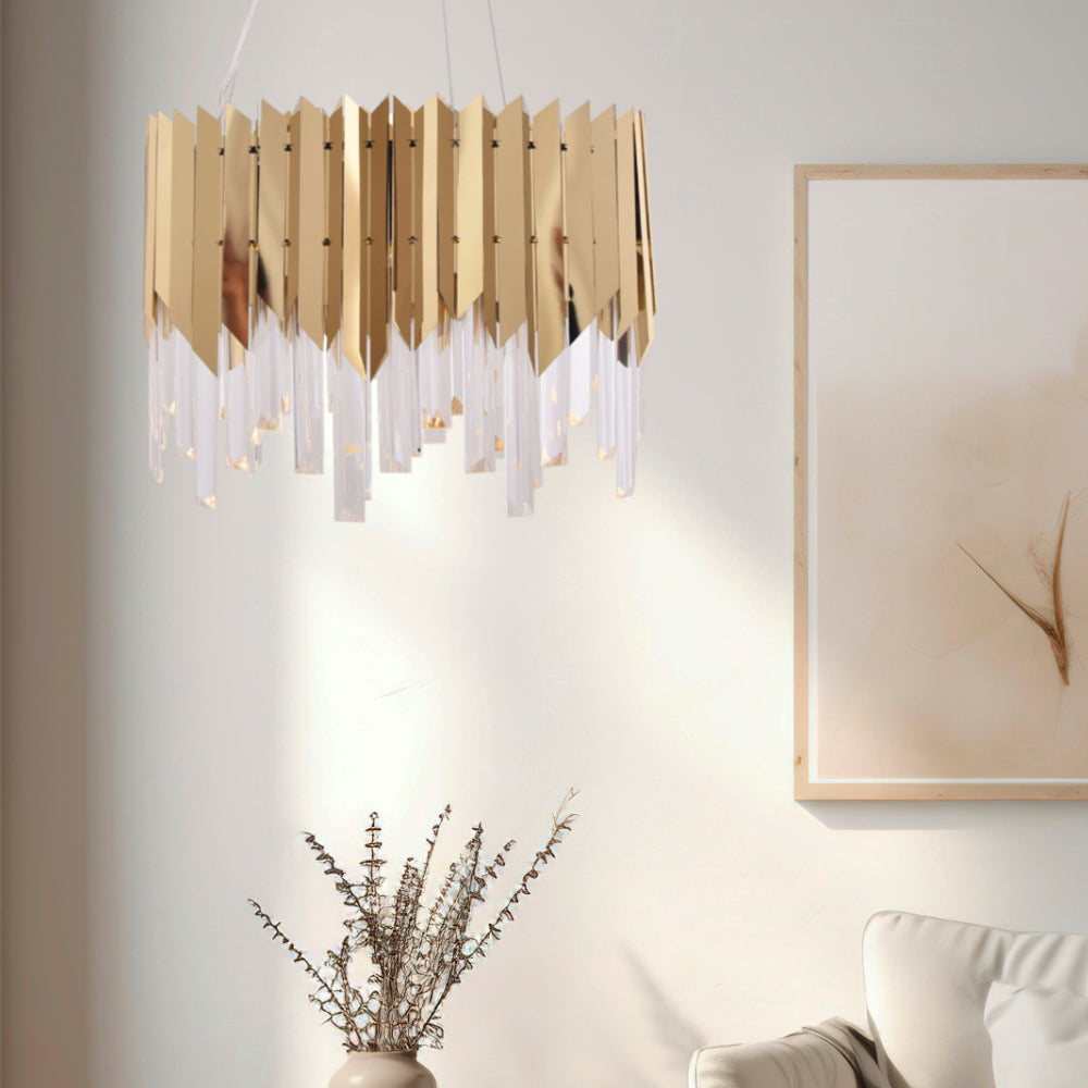 Gold Plated LED Pendant Light (Round Medium)