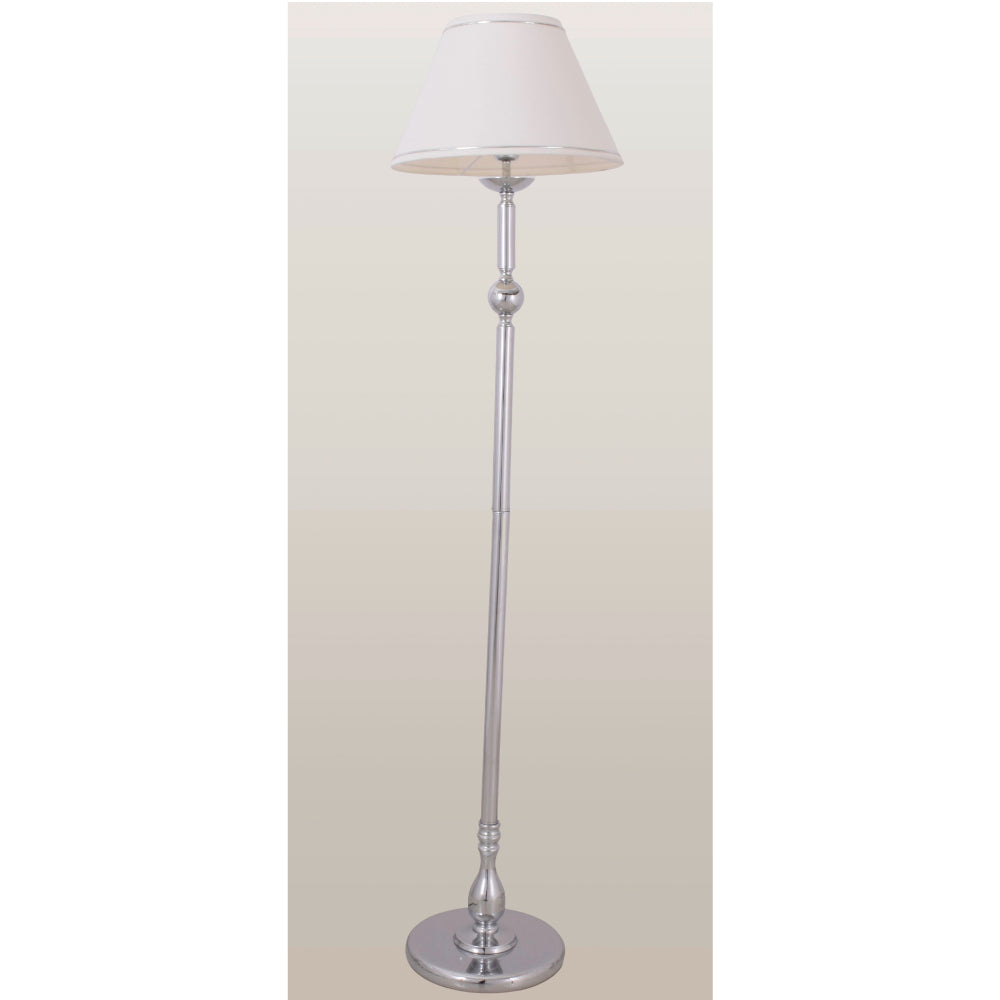Silver Floor Lamp with White Shade