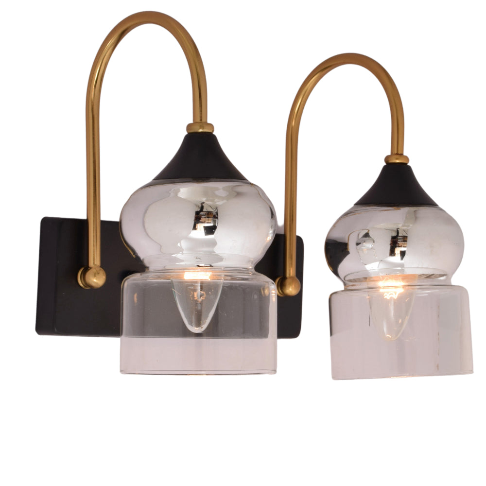 GOLDEN BEACON GLASS WALL LIGHT - 2 LIGHT