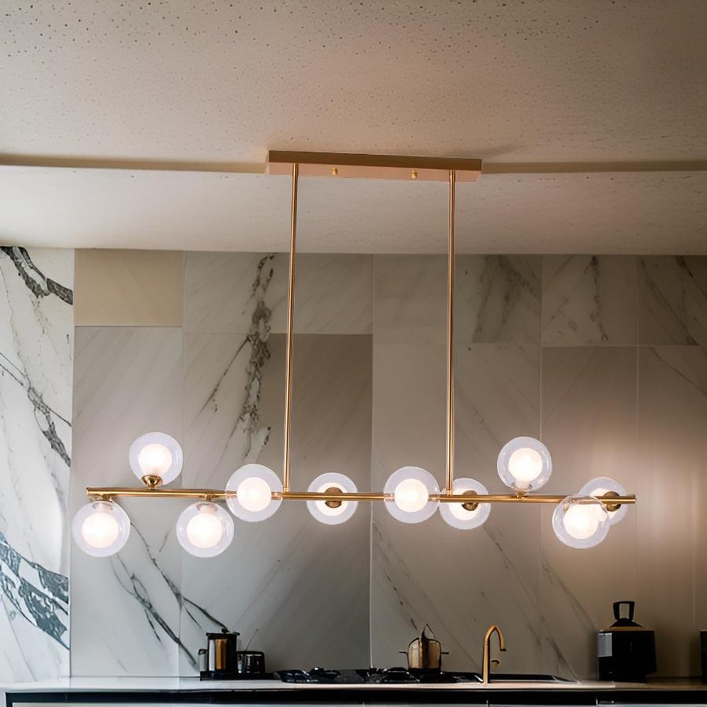 Parker Chandelier 10 Glass, Matt Gold