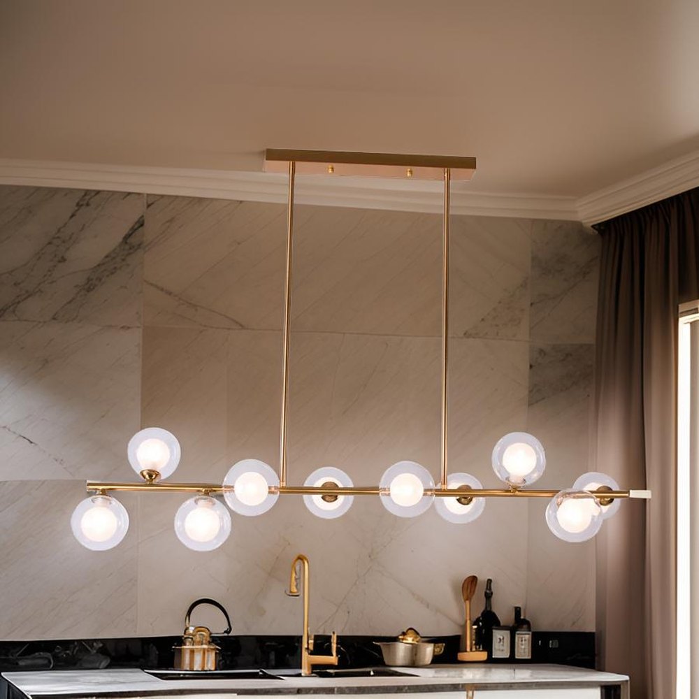 Parker Chandelier 10 Glass, Matt Gold