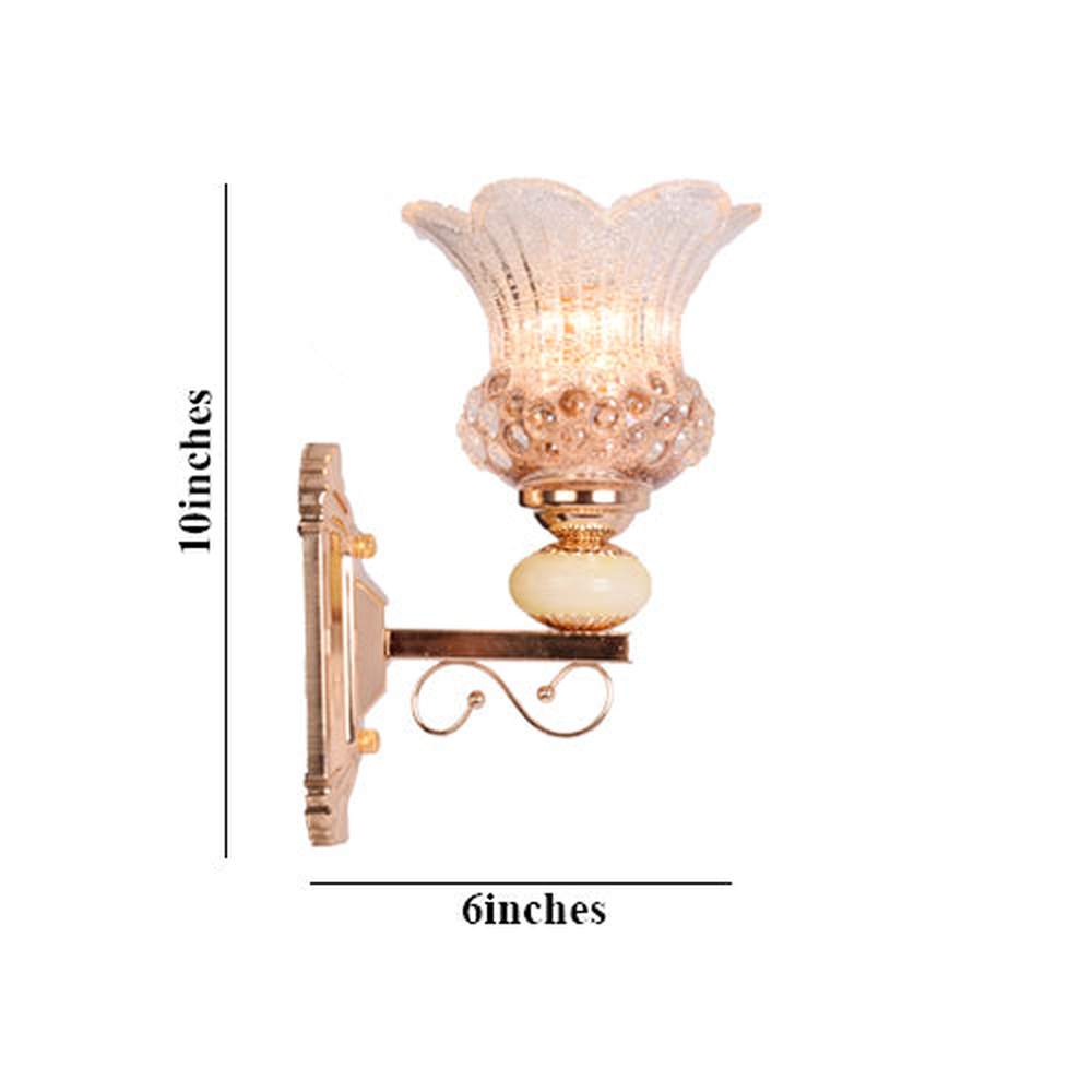 Golden Decorative Wall Light with Glass Shade, E14-Starry Night