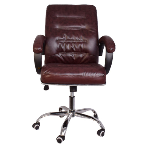 Mid-Back Office Chair with Armrest - Brown-Starry Night
