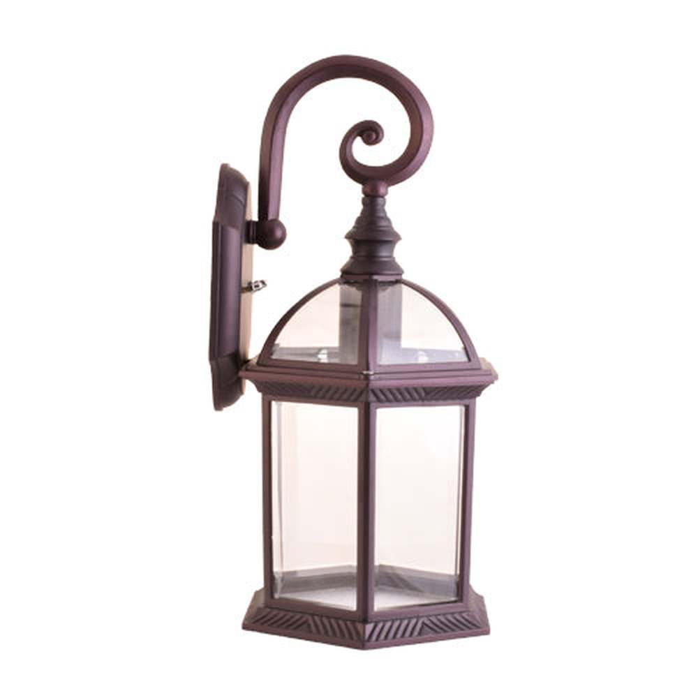 One-Light Outdoor Wall Lantern with Clear Glass, Brown-Starry Night