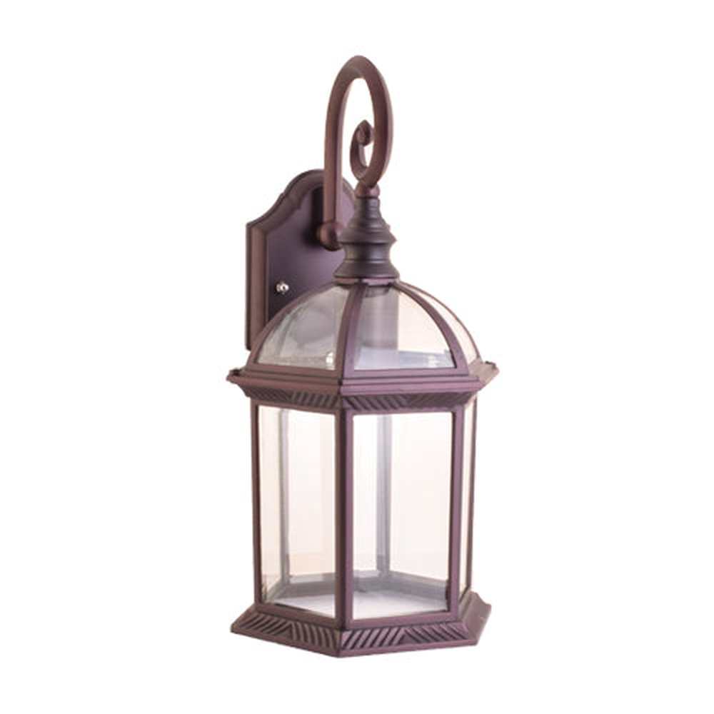 One-Light Outdoor Wall Lantern with Clear Glass, Brown-Starry Night