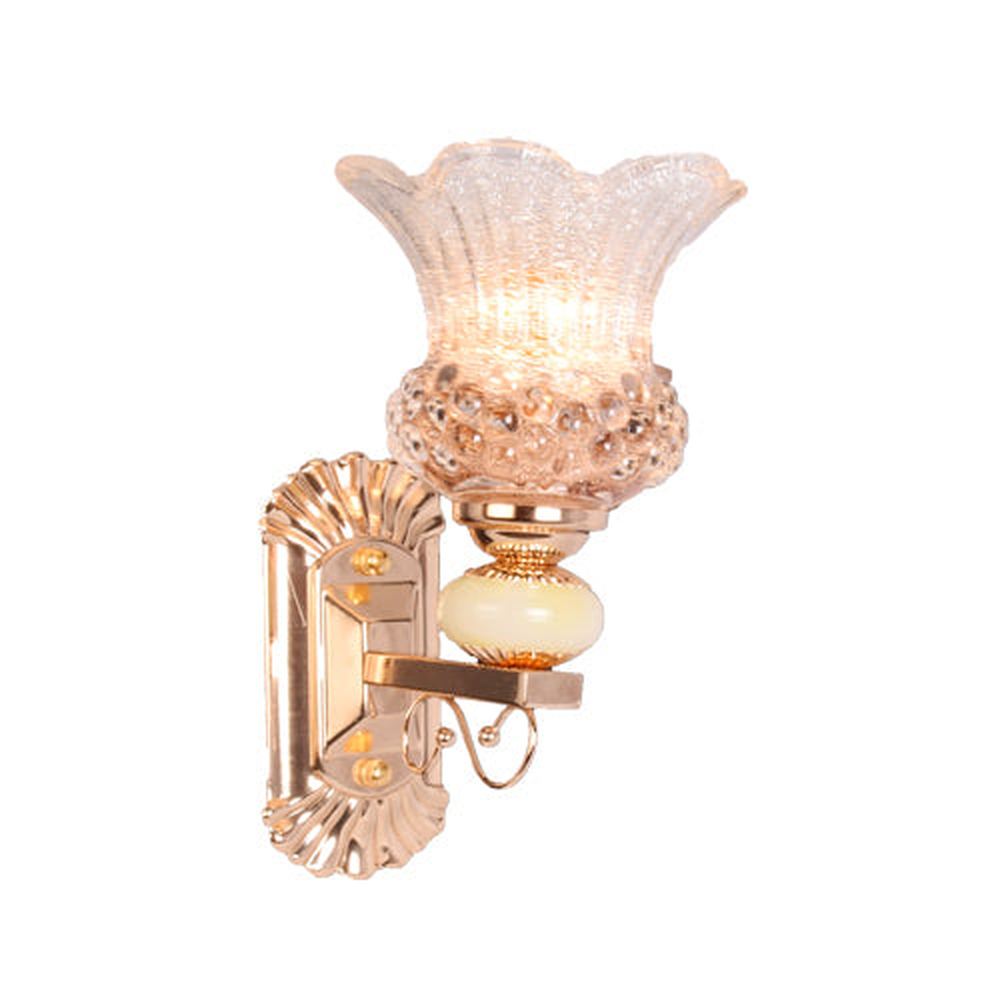 Golden Decorative Wall Light with Glass Shade, E14-Starry Night