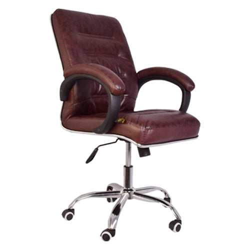 Mid-Back Office Chair with Armrest - Brown-Starry Night