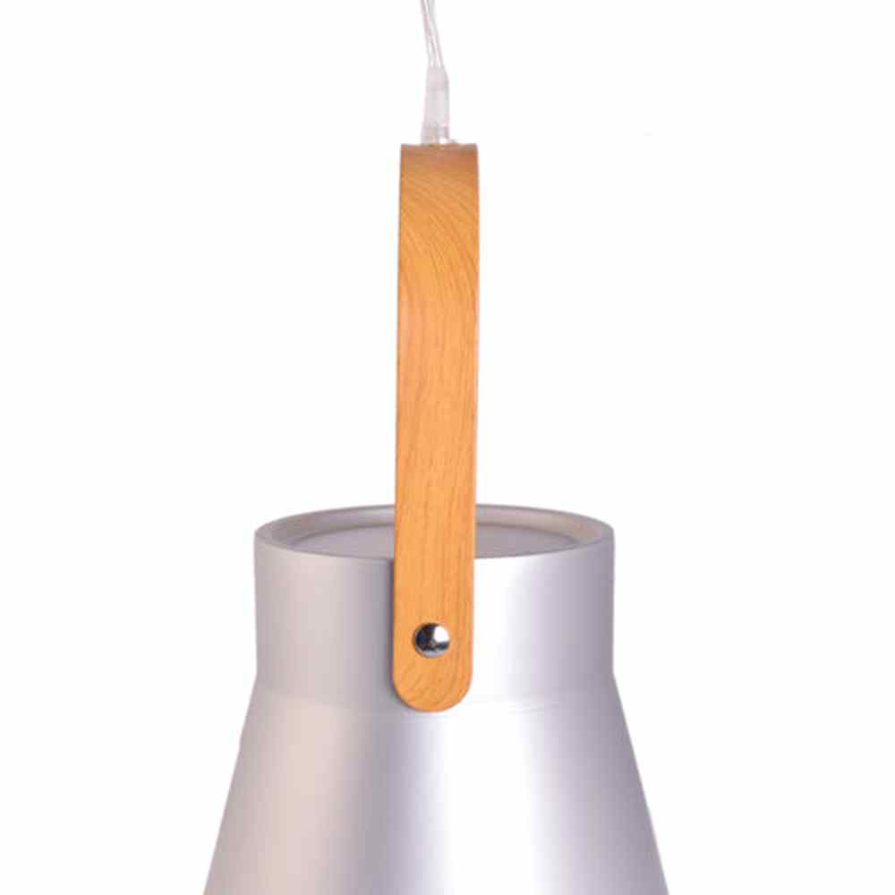 Metal Pendant Light E27 Base Silver with Wood Handle-Starry Night