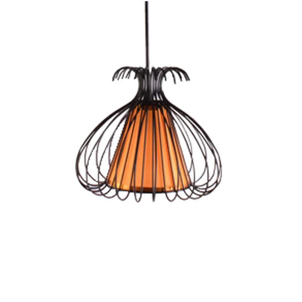 Black Cage Pendant Light with Gold Shade-Starry Night