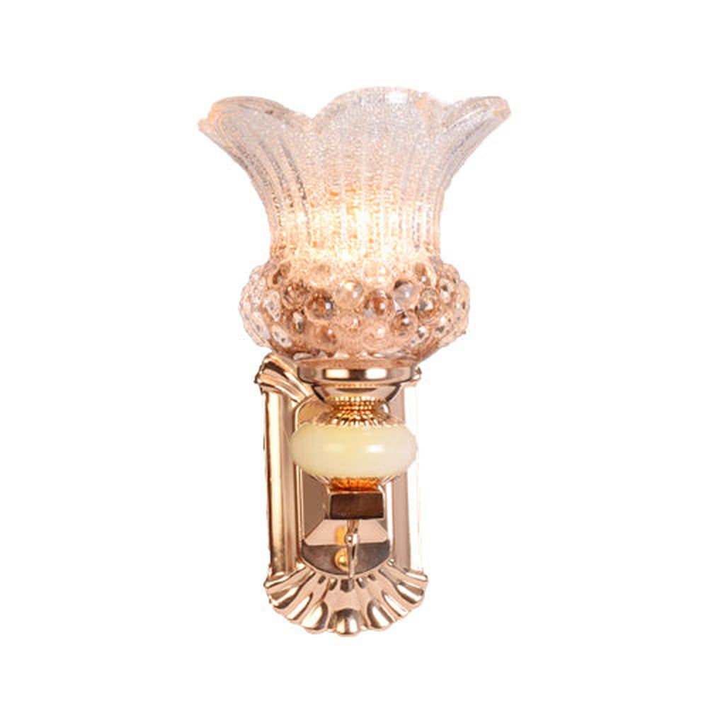 Golden Decorative Wall Light with Glass Shade, E14-Starry Night