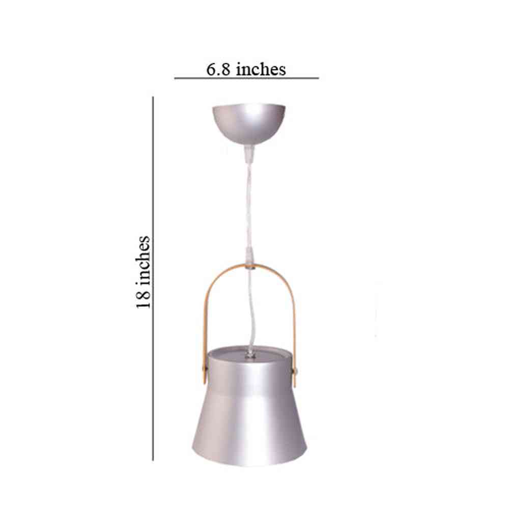 Metal Pendant Light E27 Base Silver with Wood Handle-Starry Night