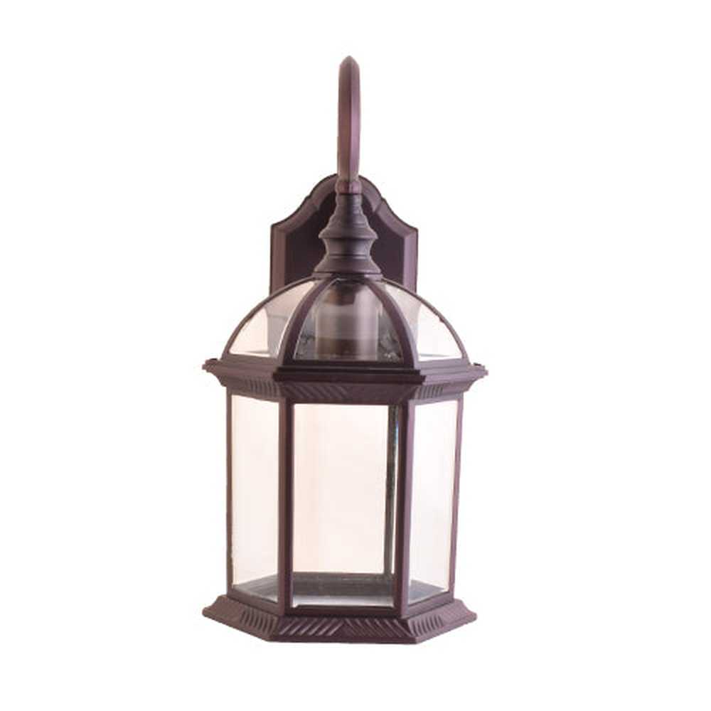 One-Light Outdoor Wall Lantern with Clear Glass, Brown-Starry Night