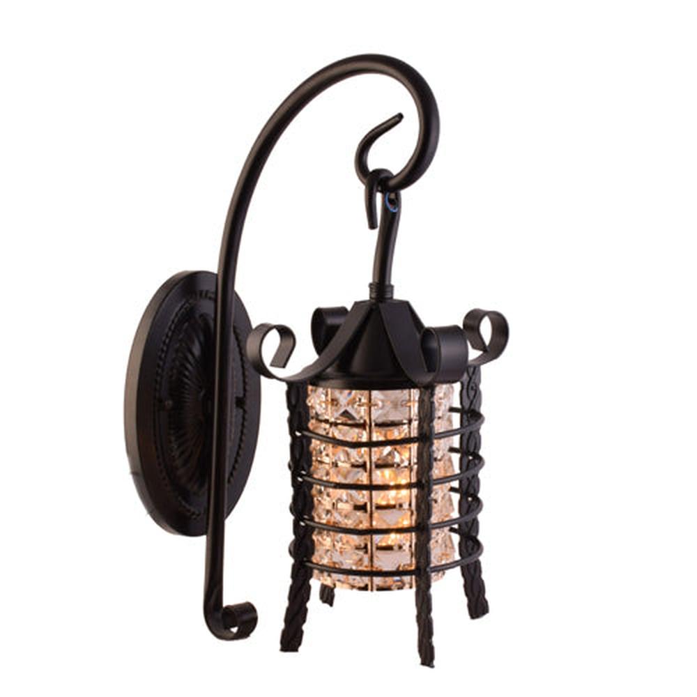 Lantern Wall Light with Gold &amp; Crystals E14 Holder-Starry Night