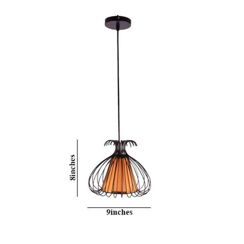 Black Cage Pendant Light with Gold Shade-Starry Night