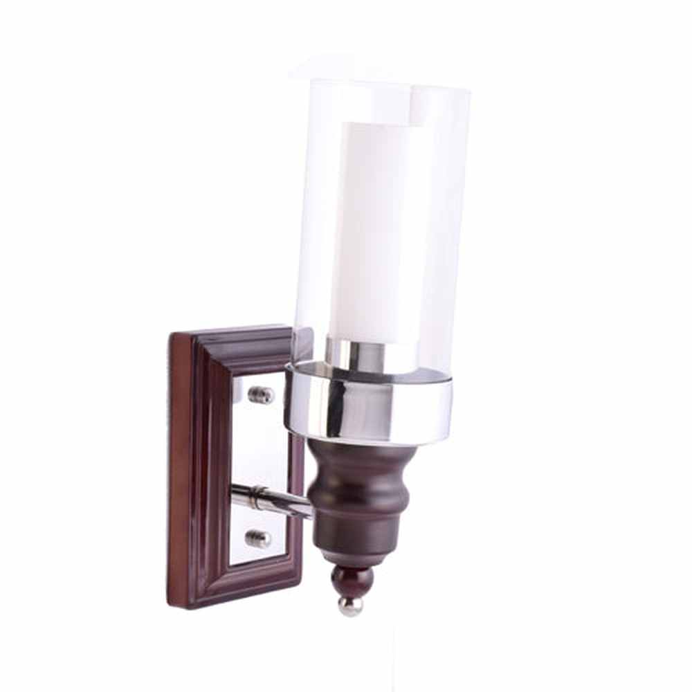 Wood Finish Wall Light with Glass Shade-Starry Night