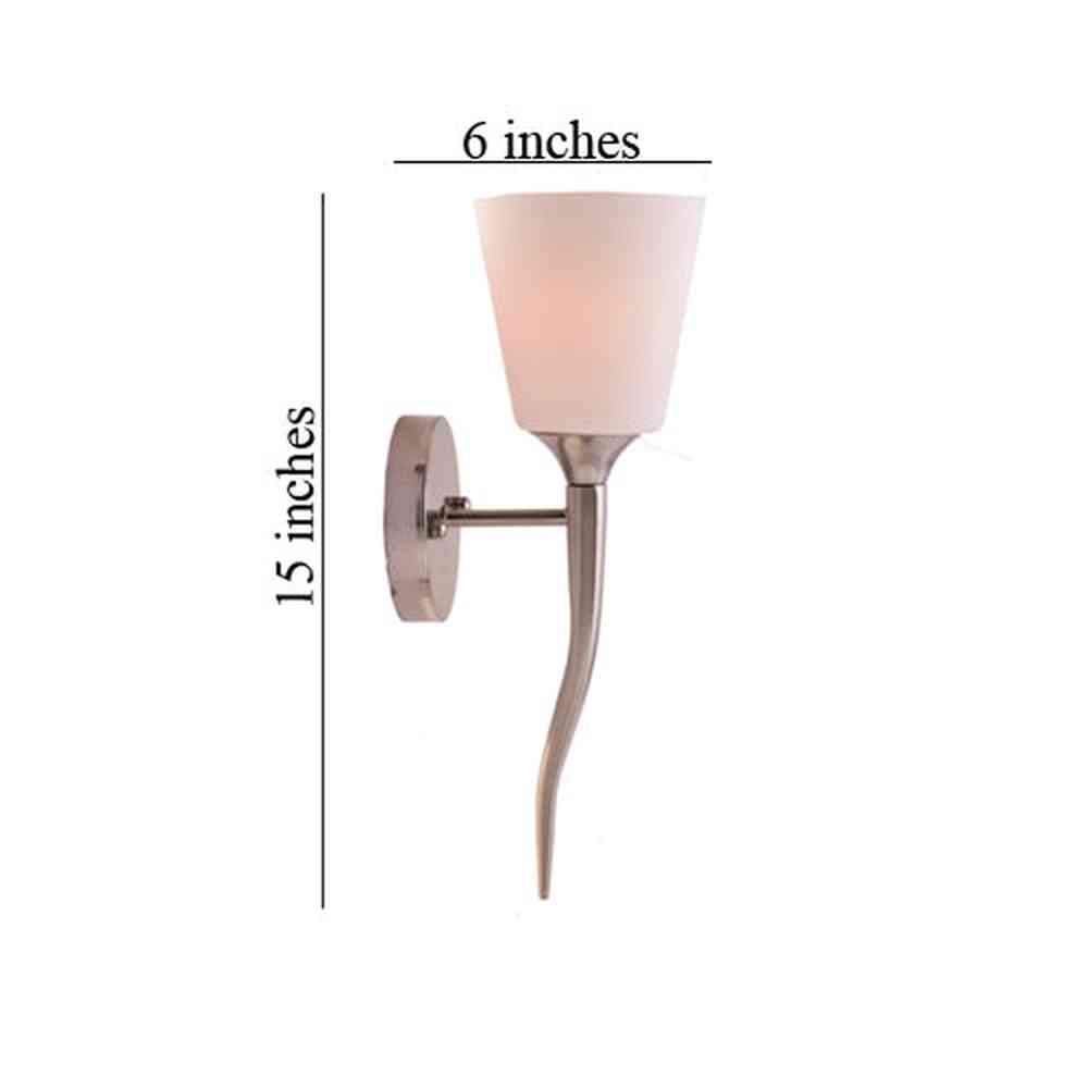 Brushed Steel Wall Lamp with White Glass Shade-Starry Night